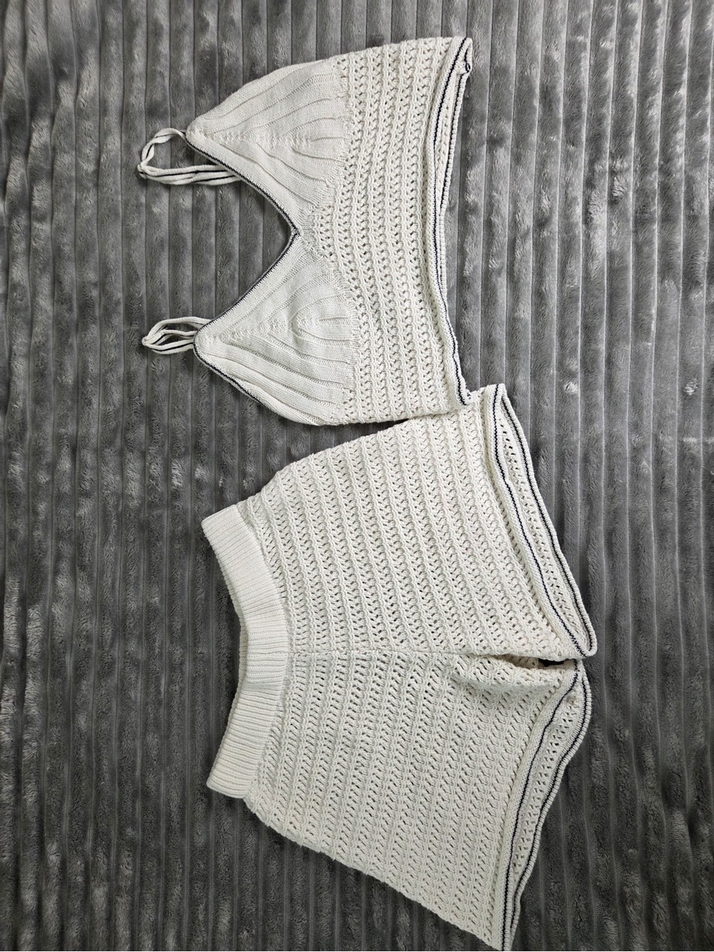 Target Cream Knit Bralette & Shorts Lounge Set